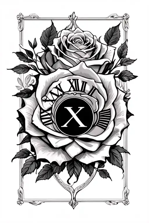 Rose Bed With Roman Numerals In The Middle