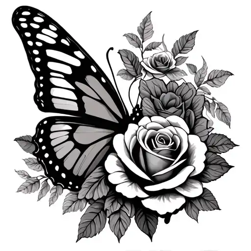 Full Leg Butterfly Tattoo With Roses Make It The Full Leg From The Hip Down To The Ankle
