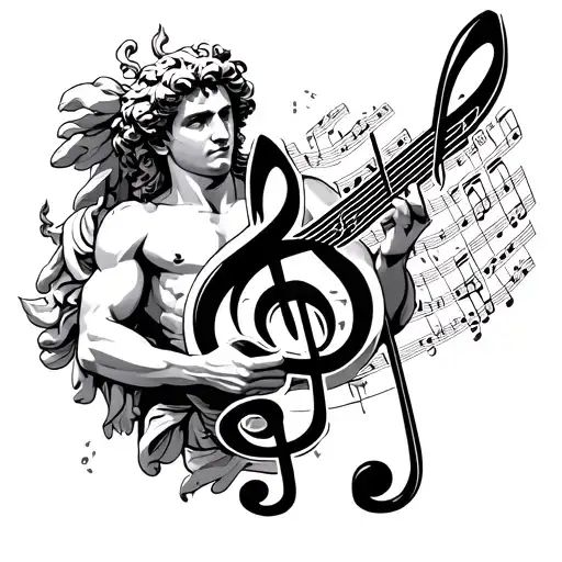 Apollo The Greek God Of Music Holding A Music Treble Clef