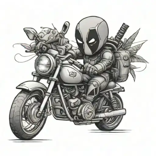 Baby Deadpool On Motorbike Riding