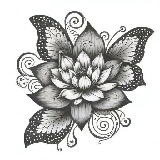 Lotus Flower And Butterfly Combined In A Mandela Style Design