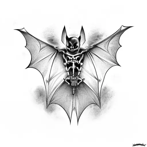 Bat Skeleton With Skull