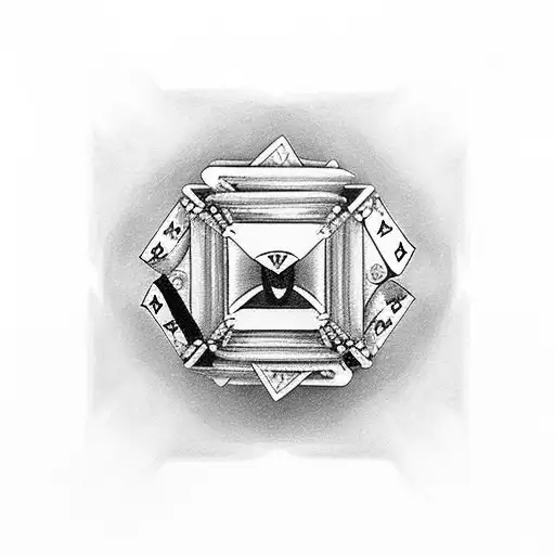 A Realistic Depiction Of A 7 Of Diamonds And 2 Of Spades Made Entirely Of Black And Grey Shading