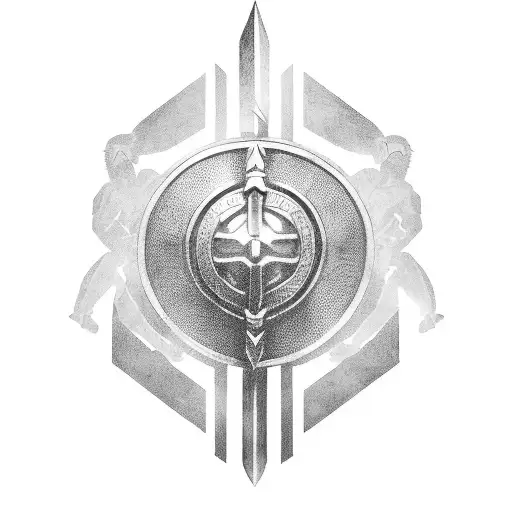 A Depiction Of A Warrior Holding A Shield To Protect Their Family