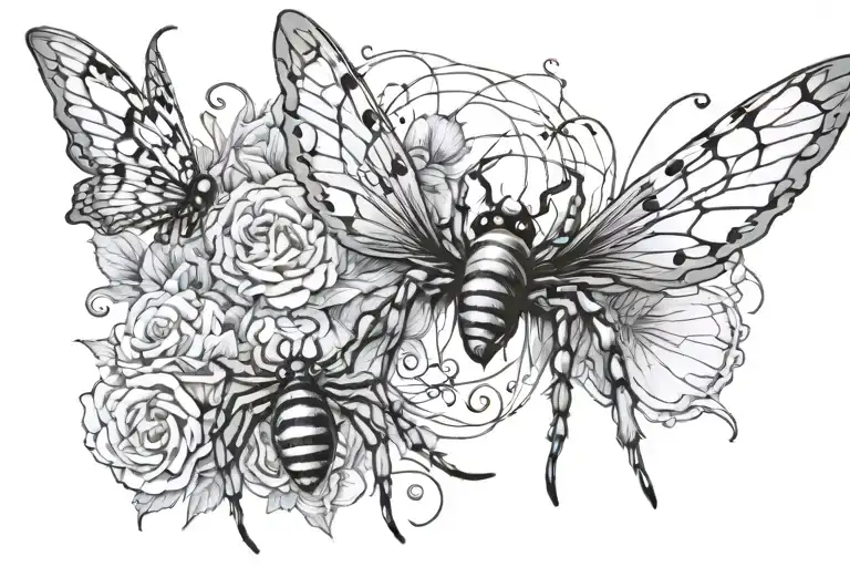 Spider And Butterfly Co Exist