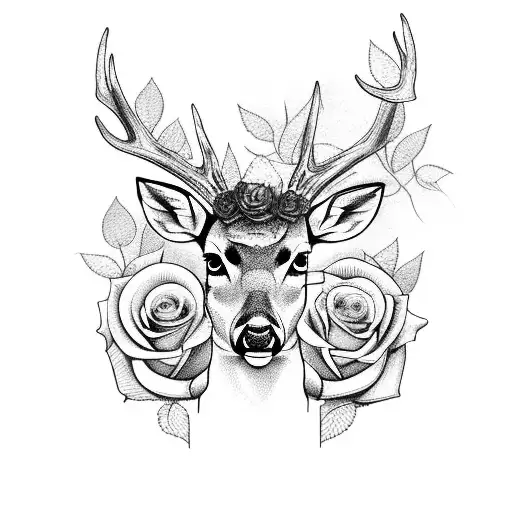 Deer With Roses Underneath
