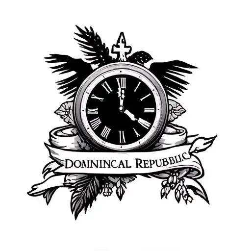 Dominican Republic Theme With Clock And God Message