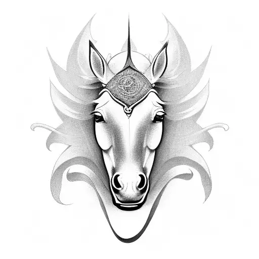 Karma Symbol With Horse Elements