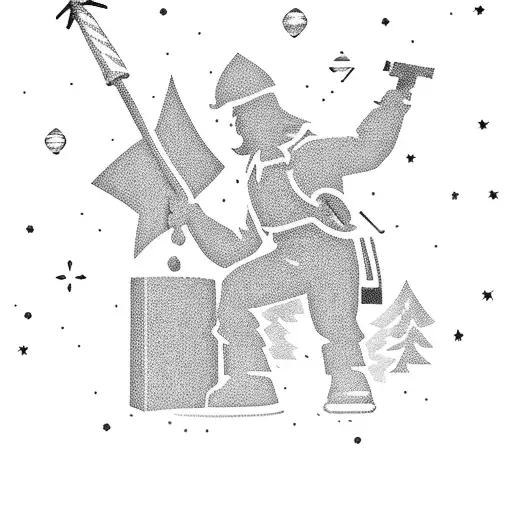 A Silhouette Of A Prospector With A Pickaxe And A Shining Star In The Background