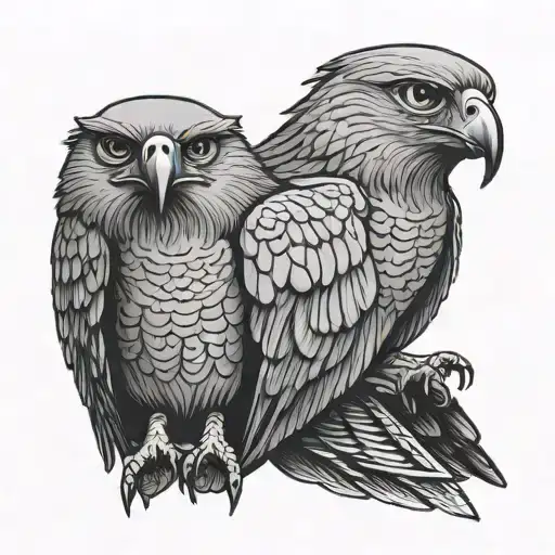 Symbol Of The Madjai With Two Egyptian Falcons On Each Side