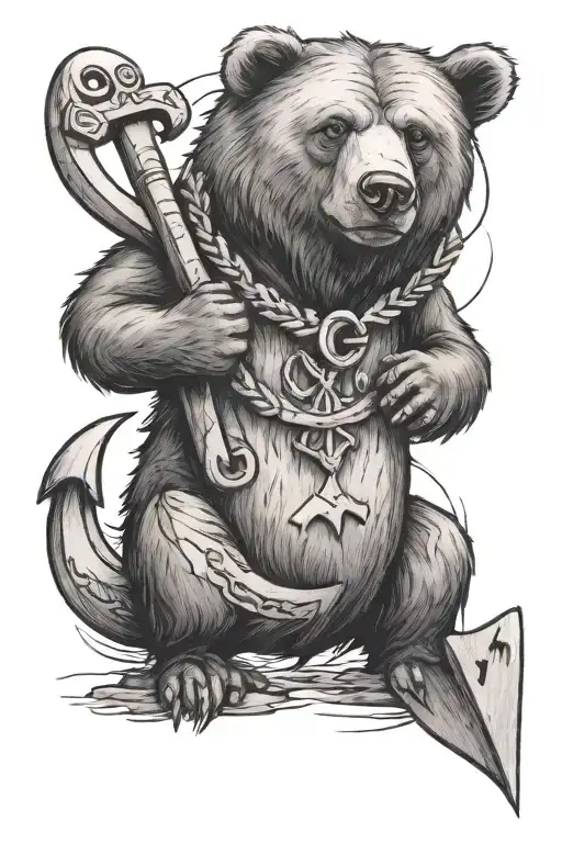 Bear Standing With A Anchor