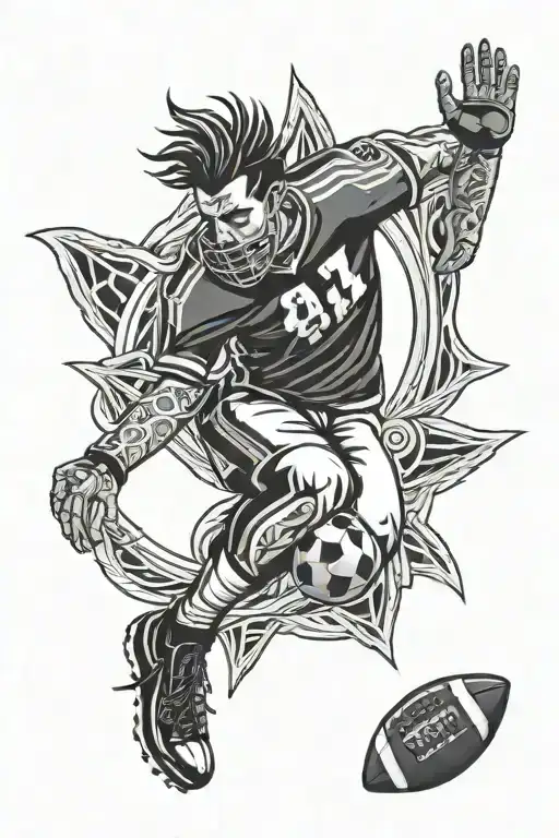 A Football With The Laces On The Front With Canales Coming Out Of The Back