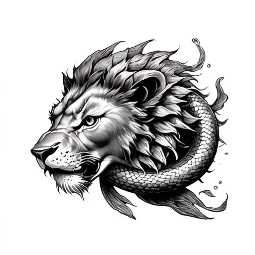 God Lion Snake Pond Fish Swimming