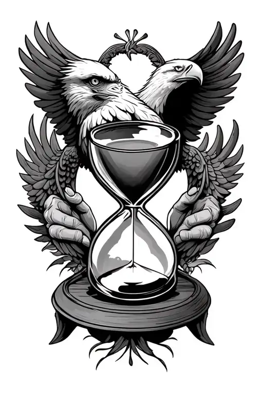 Hour Glass With Eagle Holding