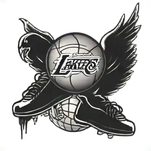 Lakers Basketball And Eagles Football And Shoes
