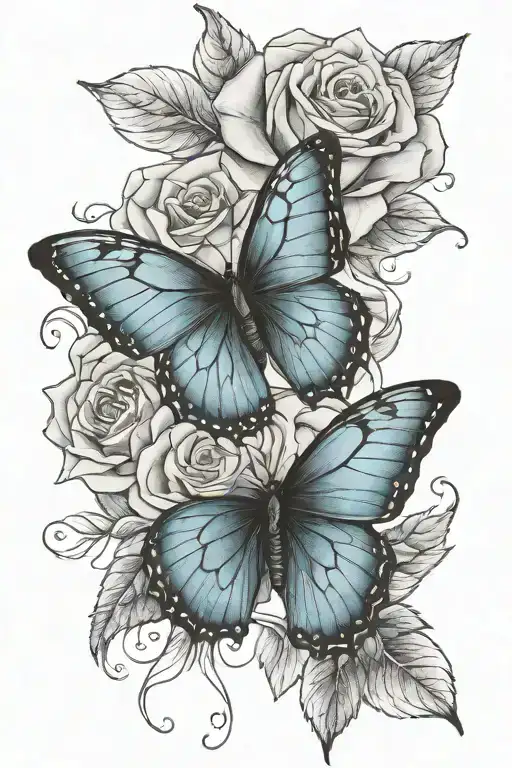 Blue Morpho Butterfly Rose