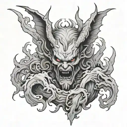 Satan Comes From The Sky In The Darkness In The Mist