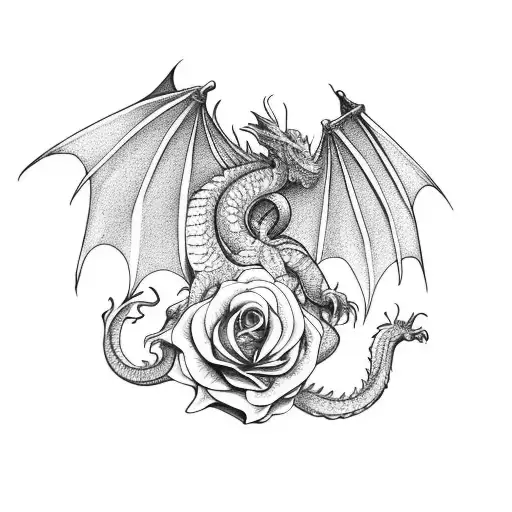Dragon Who Grab A Rose