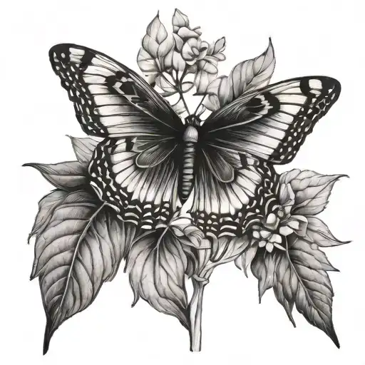 Butterfly And Big Plant