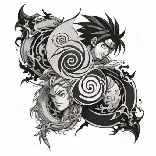 Naruto And Sasuke Yin Yang Symbol Made Entirely White Human