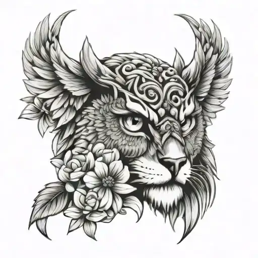 Stoic Virtues Owl Lion Scales Flower