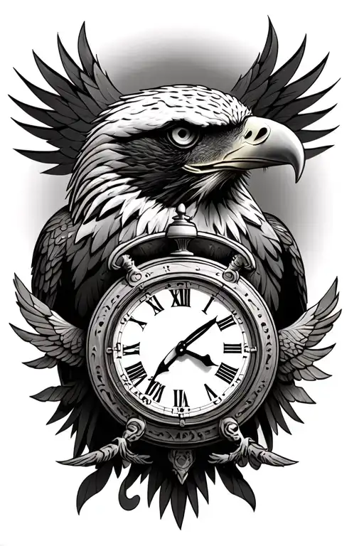 Eagle With Sand Clock