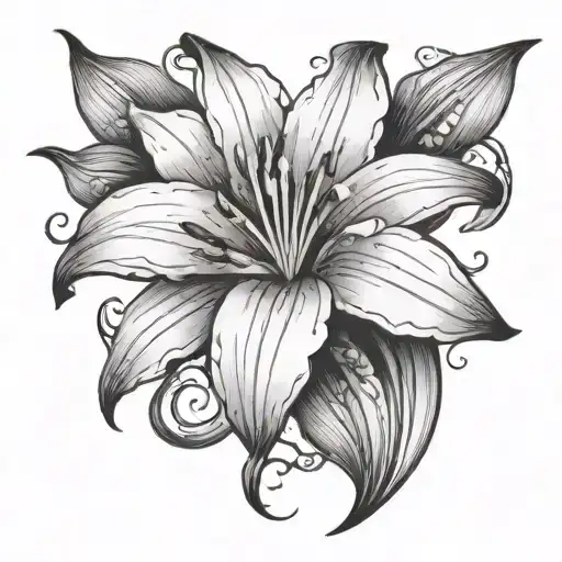A Cursive With Lily Flower