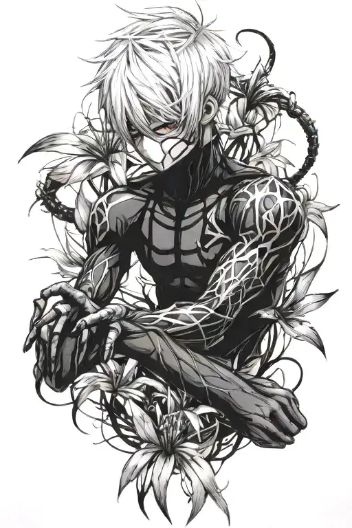 Create A Forearm Tattoo Of Ken Kaneki Wiyh Spider Lily Of 6 Inches