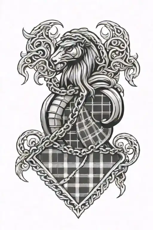 Scottish Macdonald Tartan With Chainmail Along Both Sides