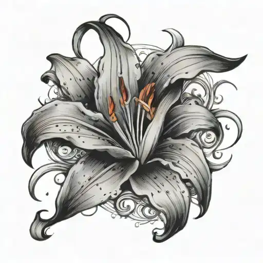 Cursive Letter A With Lily Flower