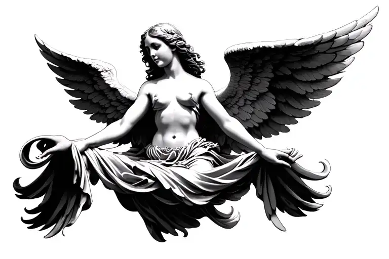 Angel With Wings Flying Arms Spread