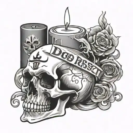 Skull Candle With Do Not Resuscitate Written On The Forehead