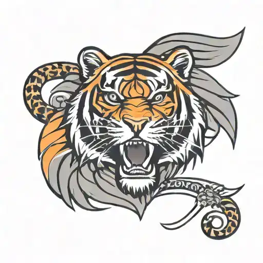 Maratha Empire Orange Flag With A Tiger