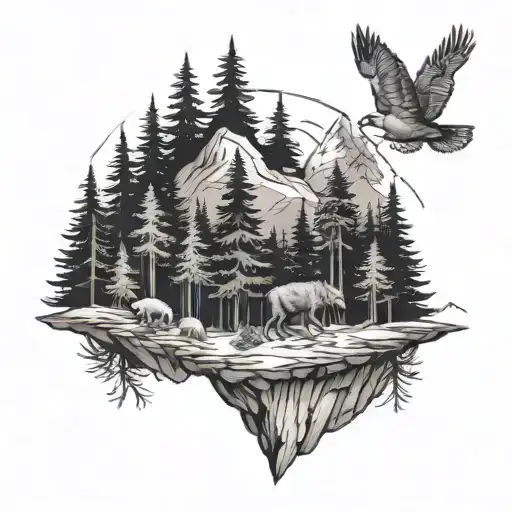 Pine Trees And Wildlife Animal