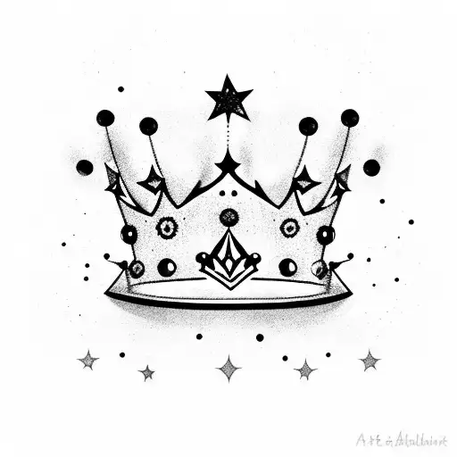 Maya With Crown On Top And Make Space And Stars Around That And Also Make Helia With That's Stars