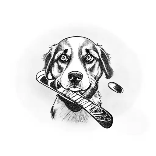 A Dog Playing Hockey