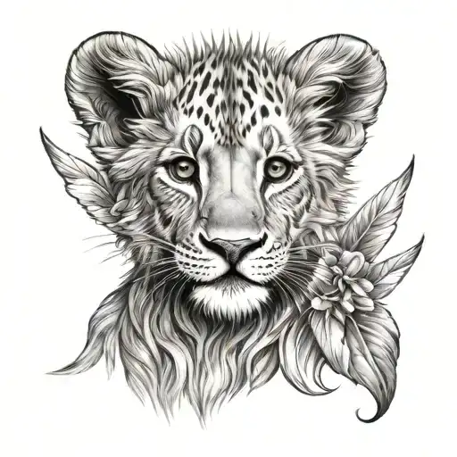 Lion Cub Portrait With Angel Wings And Halo