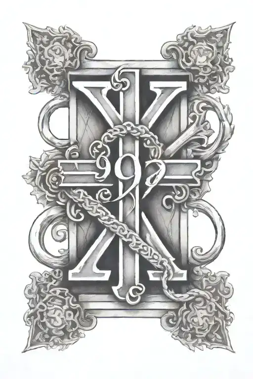 999 In Roman Numerals With A Cross