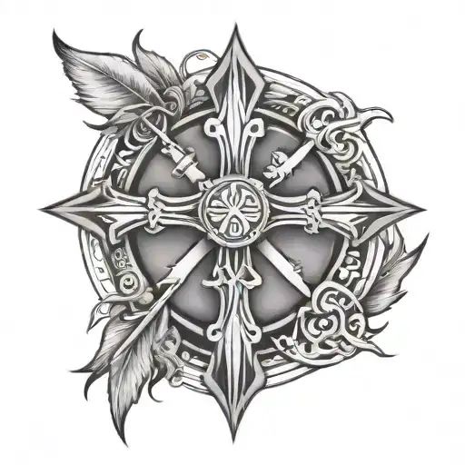 Cross And Tribe Symbol