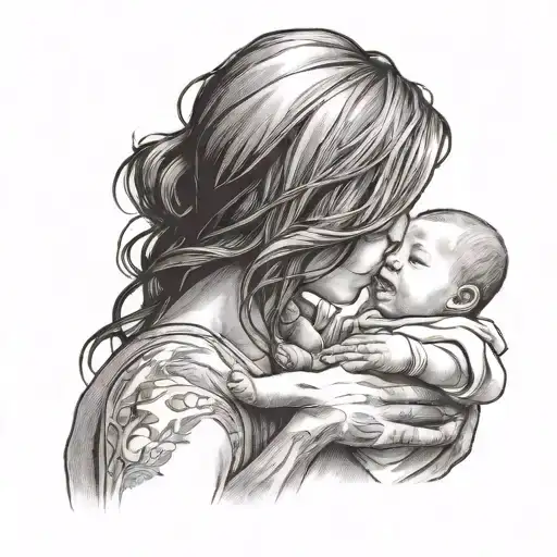 Mother And Baby Son Holding Hands