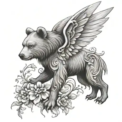 Winged Farie With Bear Standing