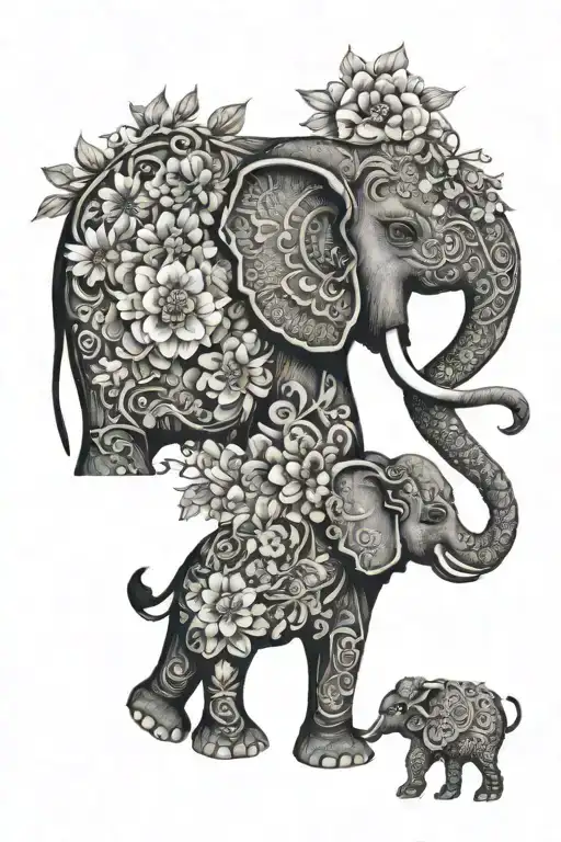 Mandala Design Elephant Flowers Moon Stars Surrounding