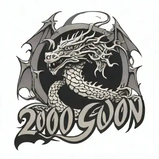 Dragon And 2000 Written Inside Surrounded