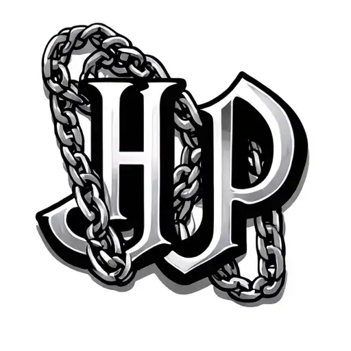 A Sign In Silver And Black In Large Neat Black Prints Initials Hjp Connected By Silver Chains