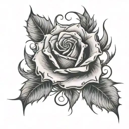 Rose Thorns Discreetly Incorporating The Letters E And M