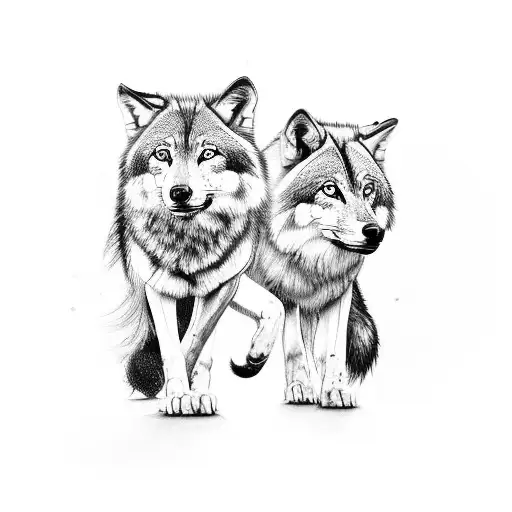 India And Wolf Loocking To The Moon