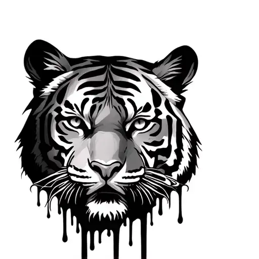 Tiger Face With Clock Melting