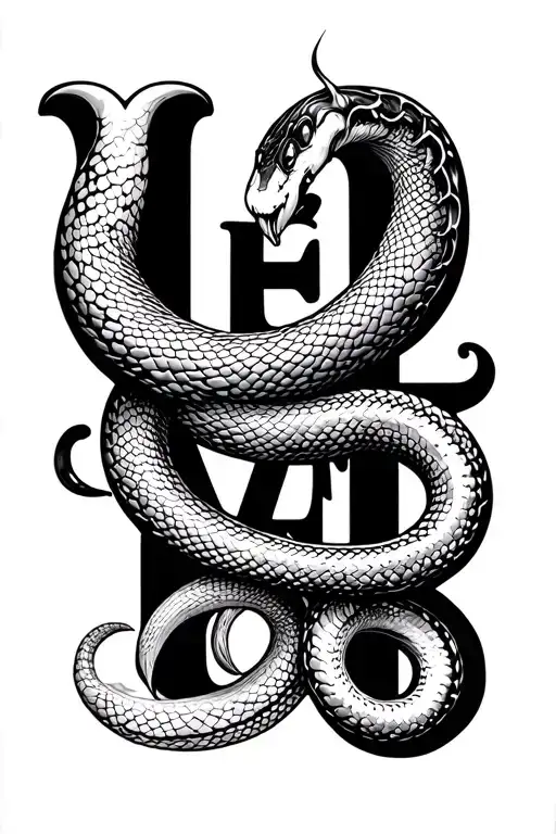 The Word Lover Warped And Vertical And A Snake Going Throught The Word Vertical
