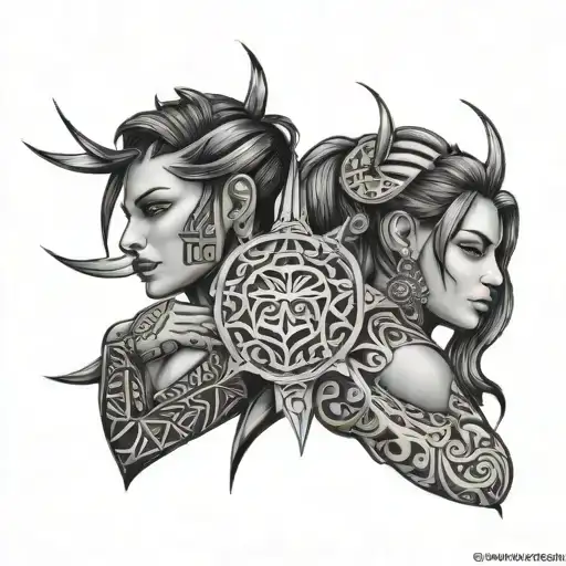 Gemini With Tribal Forearm Tattoo Featuring