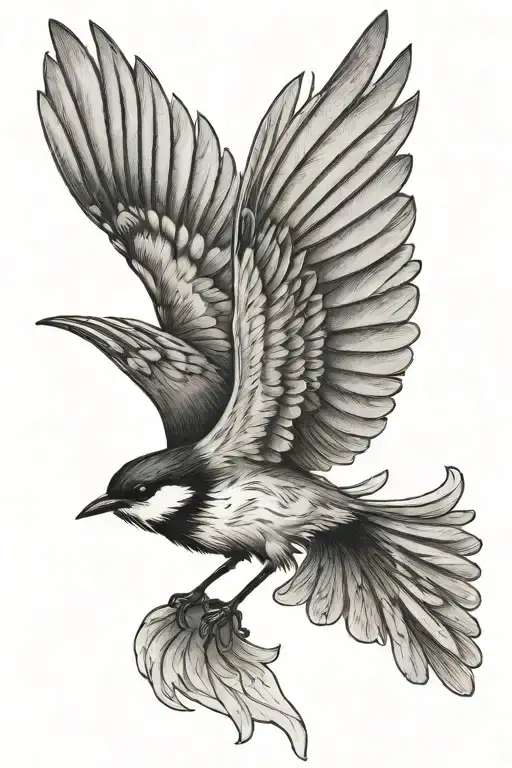 Wagtail Flying No Background Black